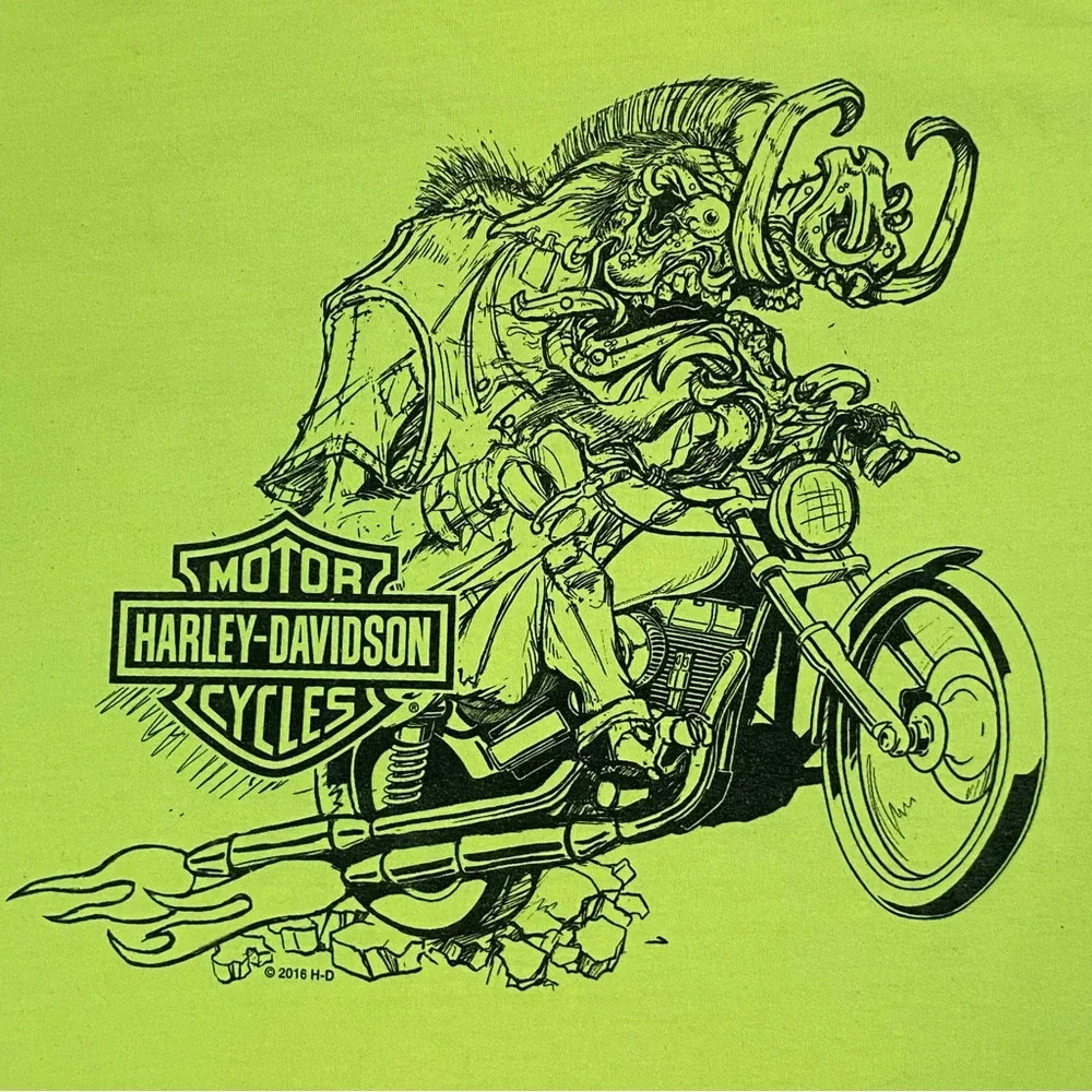 Harley Davidson Grand Rapids Michigan Mens T shirt XL Neon Yellow Biker Tees - Picture 2 of 7